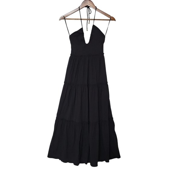 Thats So Fetch Audrina Maxi Dress Halter Neck Tiered Skirt Womens Size 2 Black N - Picture 1 of 9
